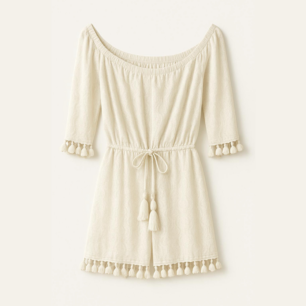 Elegant White Tassel Swim Coverup